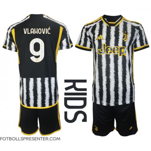 Juventus Dusan Vlahovic #9 Hemmatröja Barn 2023-24 Kortärmad (+ korta byxor)